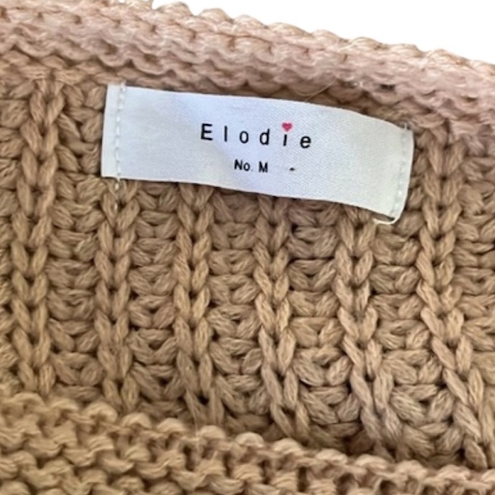 Elodie Cropped Oversized Scalloped Hem Crochet Bat Wing Sweater M Dusty Pink - Picture 5 of 10